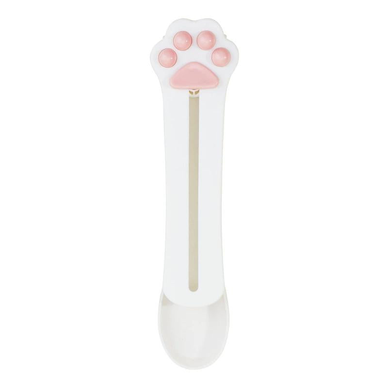 2PCS Cat Paw Treat Spoon Squeeze Feeder for Cats Lickable Wet Food Dispenser Soft Paws Design Gray White Cat Feeding Tool Easy to Clean Creamy Snack Spoon