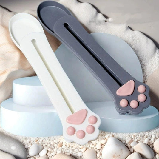 2PCS Cat Paw Treat Spoon Squeeze Feeder for Cats Lickable Wet Food Dispenser Soft Paws Design Gray White Cat Feeding Tool Easy to Clean Creamy Snack Spoon