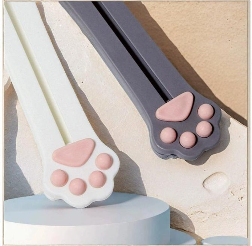 2PCS Cat Paw Treat Spoon Squeeze Feeder for Cats Lickable Wet Food Dispenser Soft Paws Design Gray White Cat Feeding Tool Easy to Clean Creamy Snack Spoon