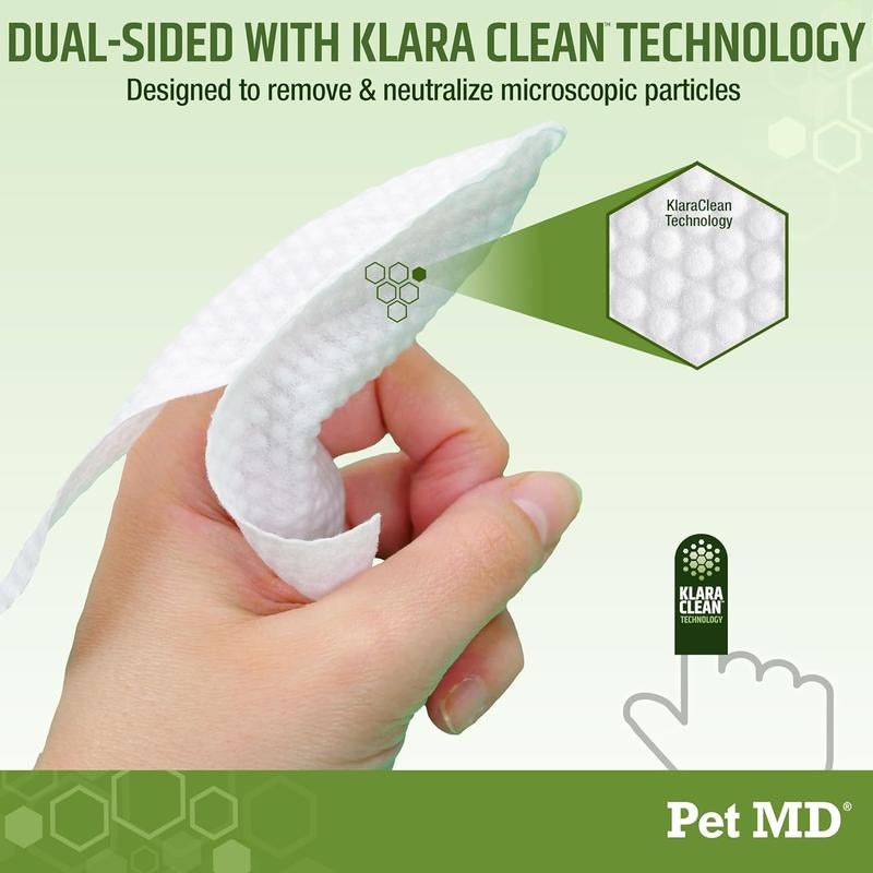 Pet MD Ear Finger Wipes for Dogs - Extra-Coverage & Large Design - Eucalyptus & Aloe Vera - 50Ct