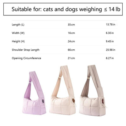 [Hipipet] Quilted Sling Carrier - Spacious Escape-Proof Pet Bag for Cats & Small Dogs, Breathable Minimalist Outing Pack