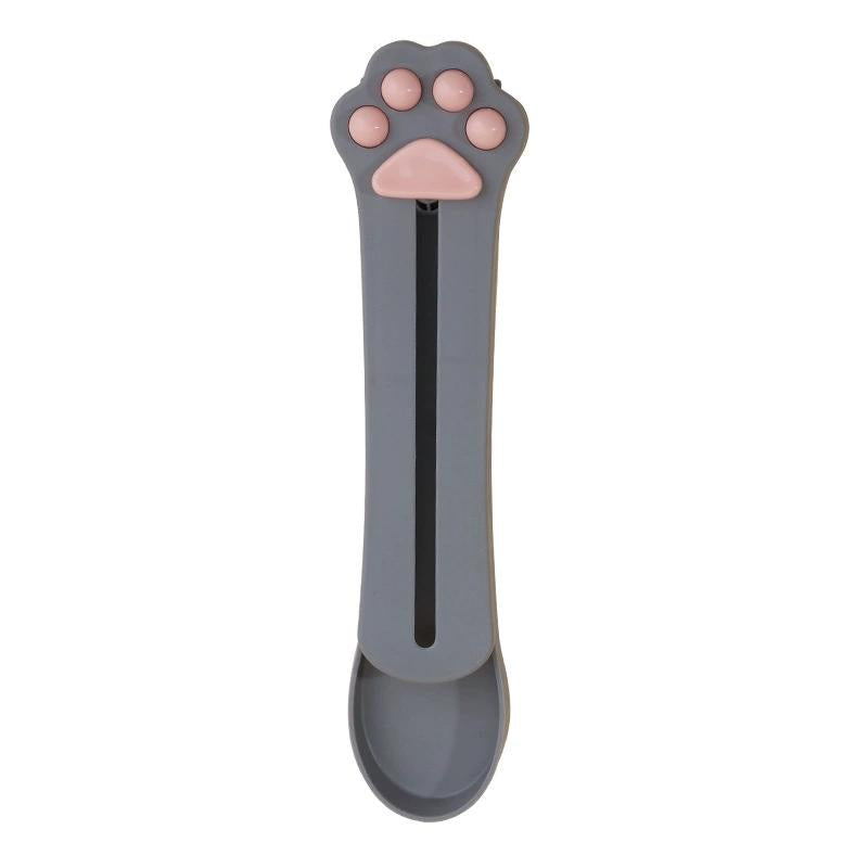 2PCS Cat Paw Treat Spoon Squeeze Feeder for Cats Lickable Wet Food Dispenser Soft Paws Design Gray White Cat Feeding Tool Easy to Clean Creamy Snack Spoon