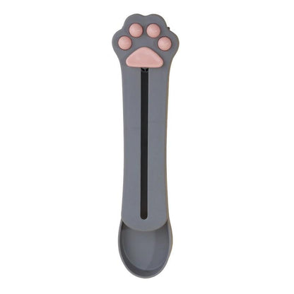 2PCS Cat Paw Treat Spoon Squeeze Feeder for Cats Lickable Wet Food Dispenser Soft Paws Design Gray White Cat Feeding Tool Easy to Clean Creamy Snack Spoon